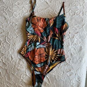 Billabong Orange and Green One Piece Swimsuit - NWOT